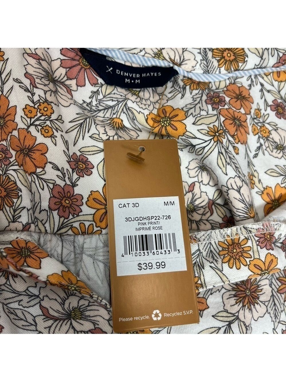 NWT Denver Hayes Floral Print Long Sleeve Tie Waist Dress, size M - Picture 8 of 13